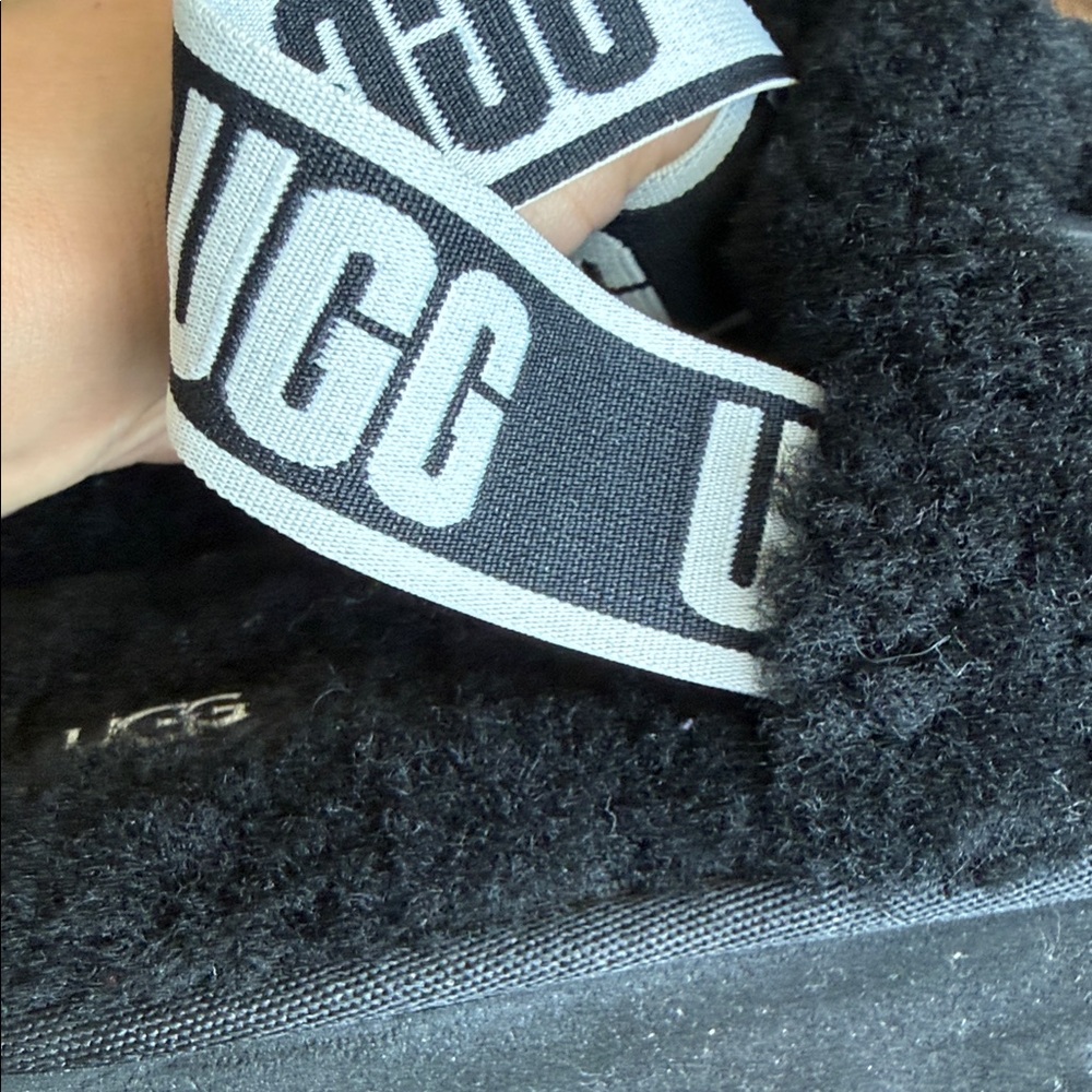 UGG Black Fuzz Slingback Slide - Cozy Slip-On - Picture 7 of 8